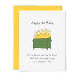 Tiny Hooray Birthday Card - Dumpster Fire