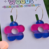 Bisexual Pride Flag Flower Earrings