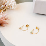 Chain Huggie Stud Gold Earrings