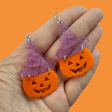 Witch Pumpkin Halloween Acrylic Earrings