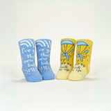 Blue Q Baby Socks Set of 2 Pairs - 'I've Got That New Baby Smell' & 'Try Not to F*ck Me Up'