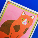 Orange Patchy Cat Mini Print