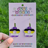 Nonbinary Pride Flag Flower Earrings