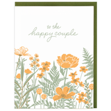 Happy Couple Field of Flowers Wedding Card