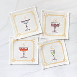 Festive Glassware Cocktail Napkin Set