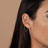 Chain Huggie Stud Gold Earrings