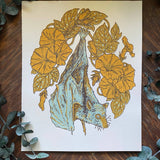 Flying Fox + Morning Glories 8x10" Giclee Art Print