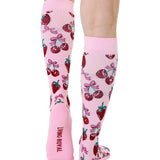Compression Socks (15-20mmHg) - Sweet Fruits & Bows - Pink