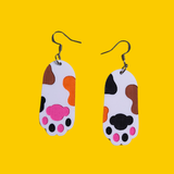 Calico Cat Paws Acrylic Earrings