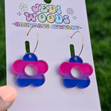 Bisexual Pride Flag Flower Earrings