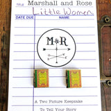 Little Women Book Locket Post Earrings
