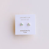 Mini Energy Gem Amazonite Gold Earrings
