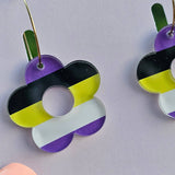 Nonbinary Pride Flag Flower Earrings
