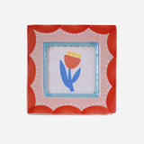 ChagoArt Ceramic Hand-Painted Frame - Red/Pink Scallop