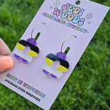 Nonbinary Pride Flag Flower Earrings