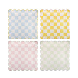 Checked Square Pastel Scallop Plate Set