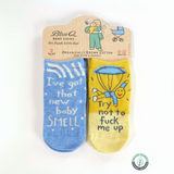 Blue Q Baby Socks Set of 2 Pairs - 'I've Got That New Baby Smell' & 'Try Not to F*ck Me Up'