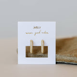 Gold Hoop - Pave - White CZ - Gold Earrings