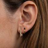Gold Hoop - Pave - White CZ - Gold Earrings