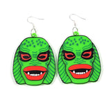 3D Printed Swamp Creature Dangle Earrings