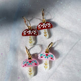 Mushroom Ornament Earrings - Pink
