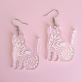 Folk Clear Cats Acrylic Earrings
