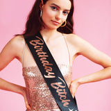Birthday Bitch Sash - Black Glitter & Rose Gold Sash