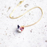 Tiny Calico Cat Head Necklace