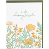Happy Couple Field of Flowers Wedding Card