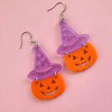 Witch Pumpkin Halloween Acrylic Earrings