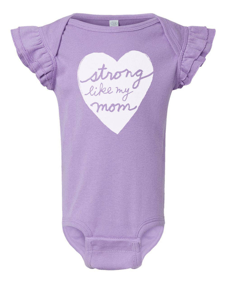 Strong like my Mom : Baby Bodysuit with Flutter Sleeves