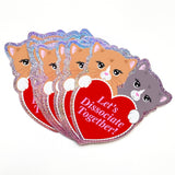 'Let's Dissociate Together' Kitties Heart Cat Glitter Sticker