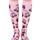 Compression Socks (15-20mmHg) - Sweet Fruits & Bows - Pink