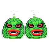 3D Printed Swamp Creature Dangle Earrings
