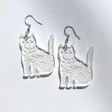 Folk Clear Cats Acrylic Earrings