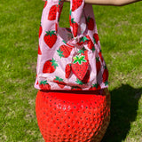 2-in-1 Bag Charm & Reusable Shopper Bag - Ripe Strawberry