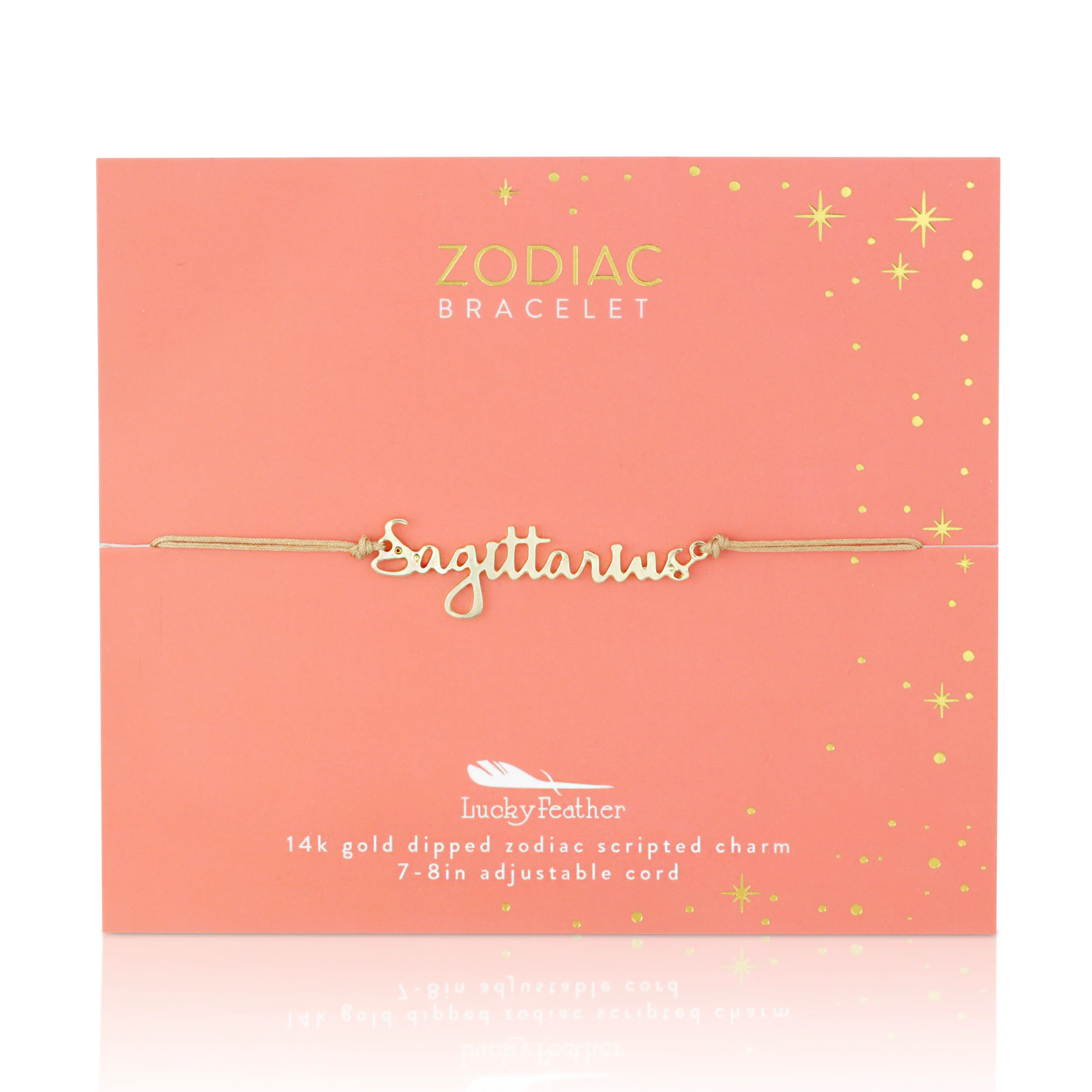 Sagittarius script zodiac astrological gold bracelet