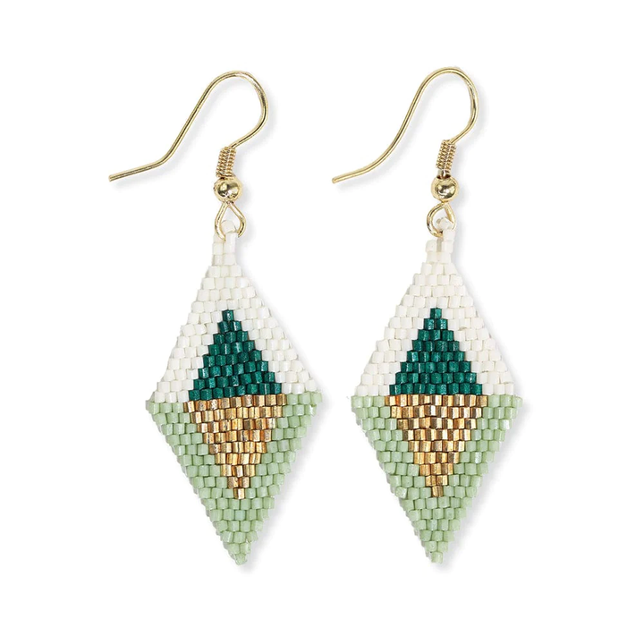 Ink & Alloy Earrings Zelda Flipped Triangle Diamond Emerald