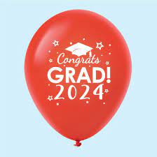Congrats Grad! 2024 Printed Latex Balloon - Red