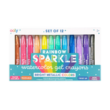 Rainbow Sparkle Metallic Watercolor Gel Crayons - Set of 12