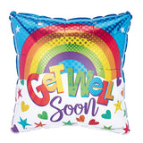 Get Well Soon Rainbow Square Balloon