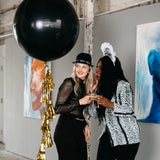 Jumbo Black Balloon with Gold Metallic Tassels