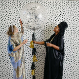 Jumbo Confetti Balloon with Gold & Black Metallic Tassels