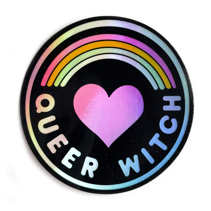Kitty With a Cupcake Sticker Queer Witch Heart Rainbow