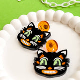Retro Black Cat Acrylic Earrings