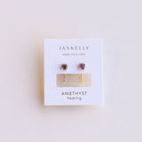 Huggies Earrings - Amethyst / Gold