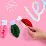Let's Get Lit Holiday Banner w/ 3D Honeycomb Bulbs