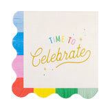 Time to Celebrate Rainbow Scalloped Cocktail Napkins