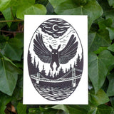 Mothman Linocut Print