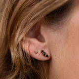 Crescent Gold Earrings - Black Tourmaline
